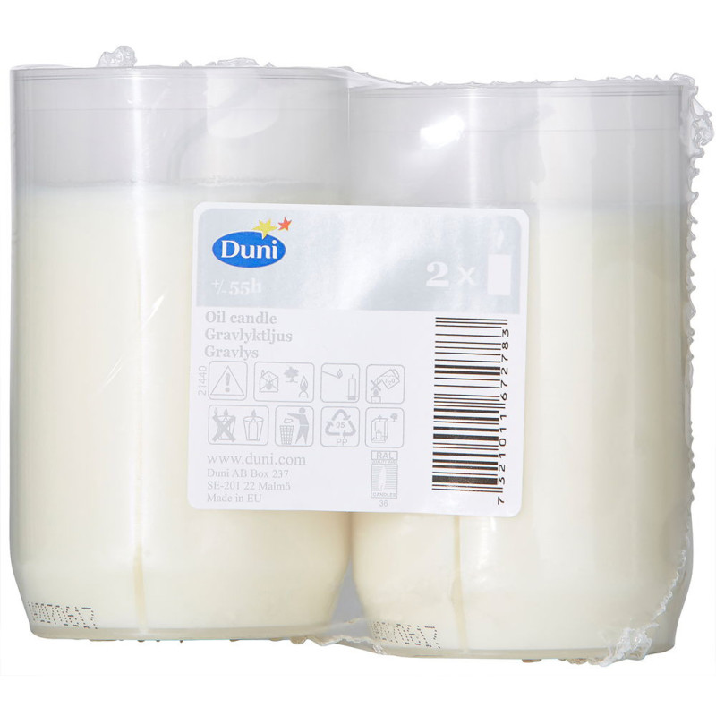 Bougie funéraire blanche Ø 70 x 100 mm 2 pièces DUNI