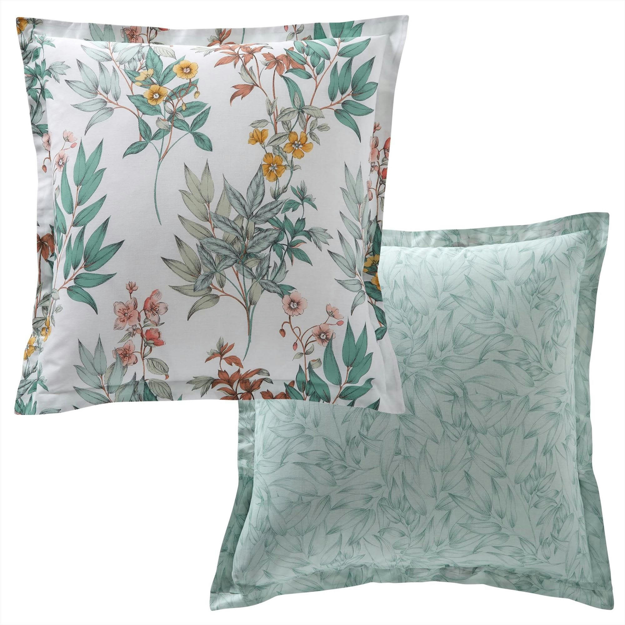 LEANE - Taie volant 63x63 vert en coton