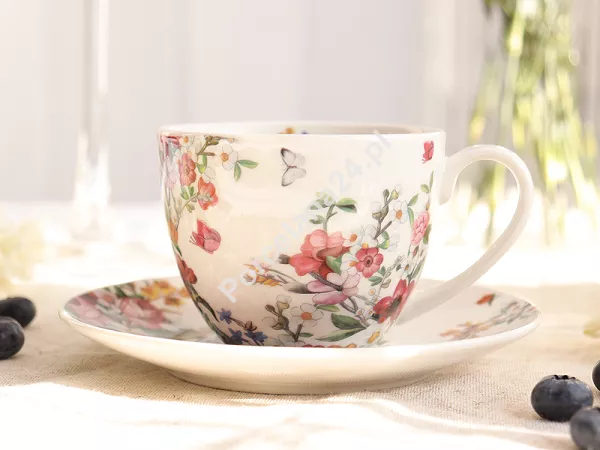 Filiżanka ze spodkiem 0,28 L Duo - Vintage Flowers White 15.VIN-W.FS28