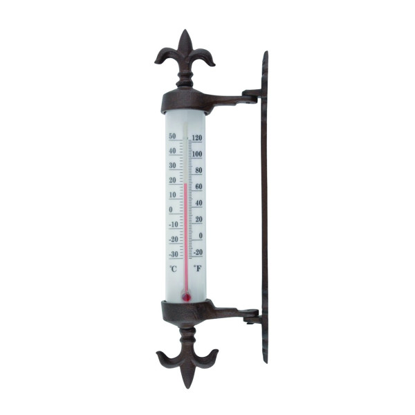 Termometr ścienny żeliwny brązowy 30 cm duży ozdobny