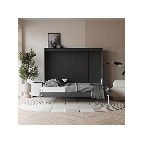 Lit escamotable 140x200cm Horizontal LUXUS Lit Mural Anthracite