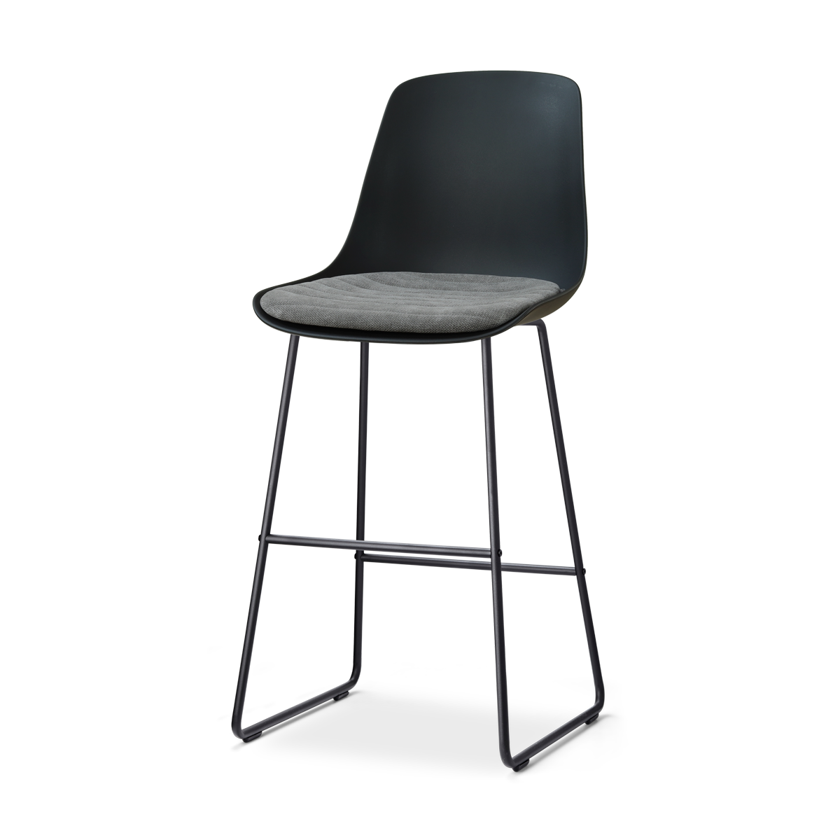 Nolon Nino-Liv Barkruk Zwart met Zeegrijs Zitkussen Zwart Onderstel 75 Cm