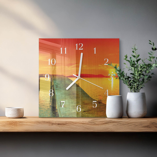 Zegar ostry 30x30 Most ozdobny ścienny