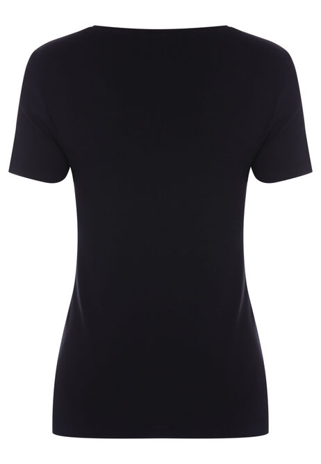 Womens Black Fitted V-Neck Top