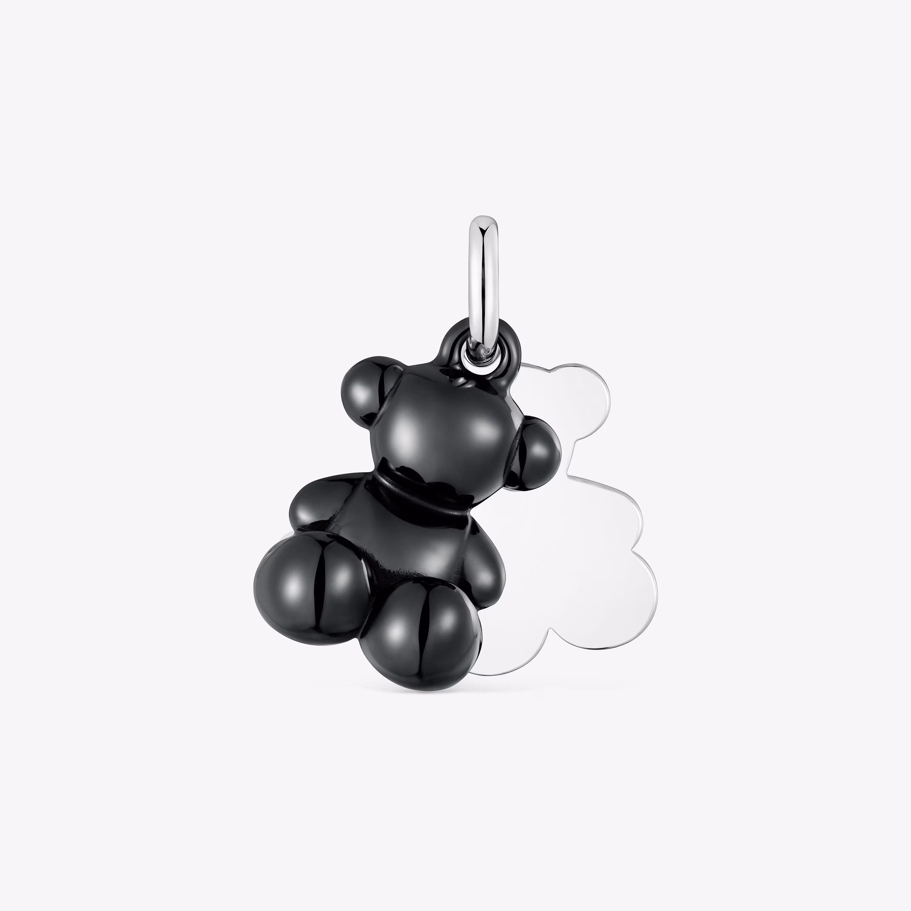 Colgante doble oso de plata y cerámica negra Bold Bear