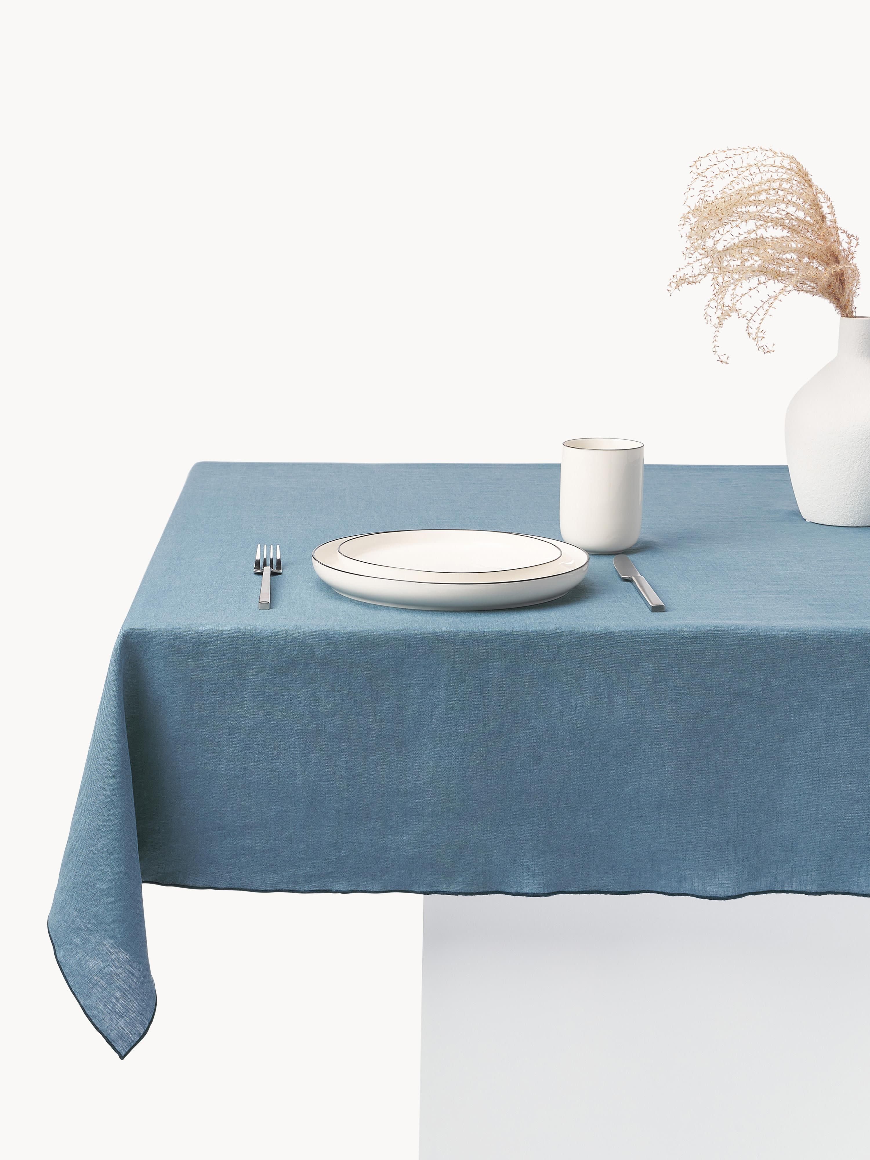 Leinen-Tischdecke Kennedy mit Umkettelung