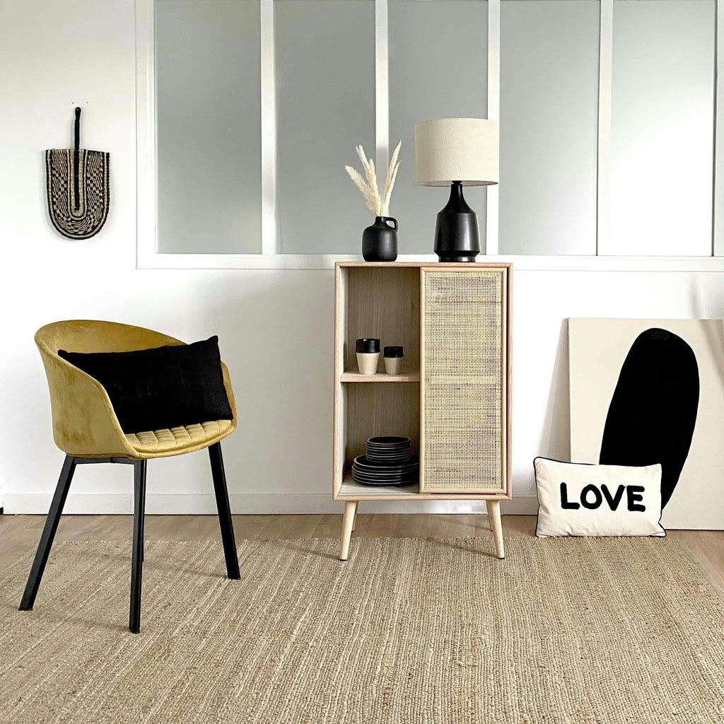 COUSSIN TOILE - Coussin love naturel L30cm