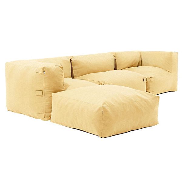 Canapé d'angle modulable 4 places jaune clairMixiOviala