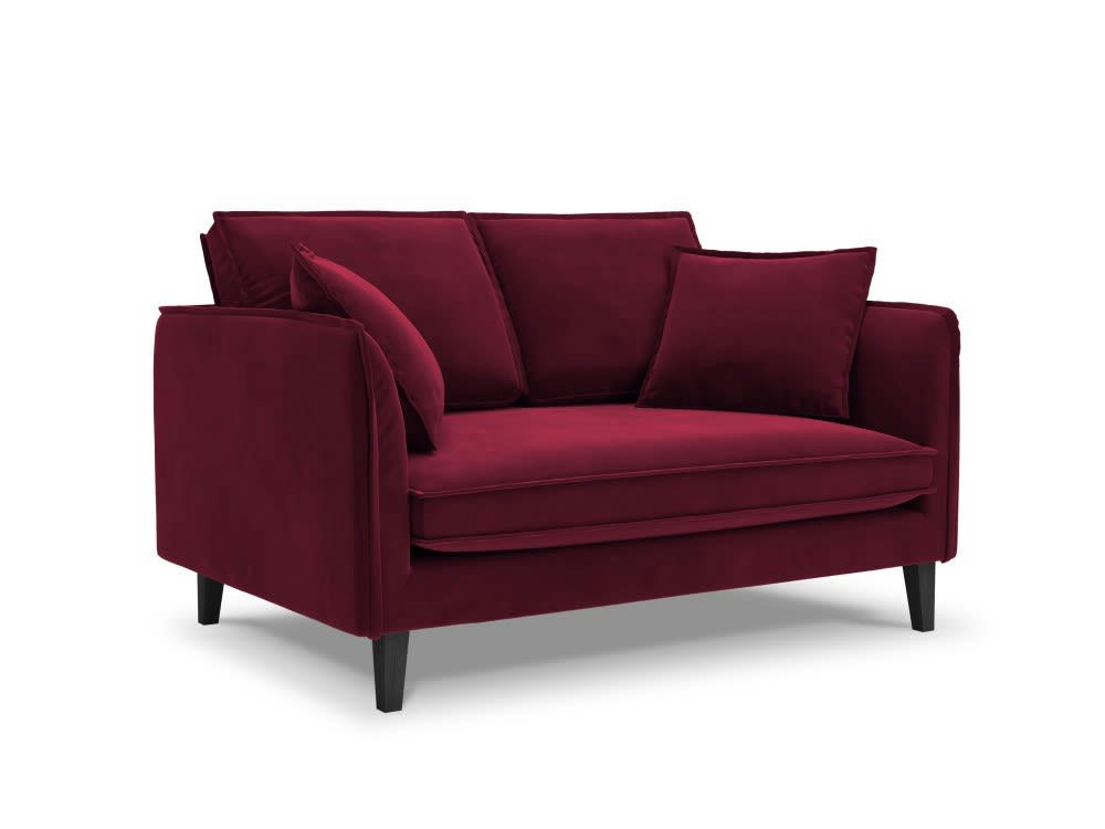 PROVENCE - Canapé 2 places en velours rouge foncé
