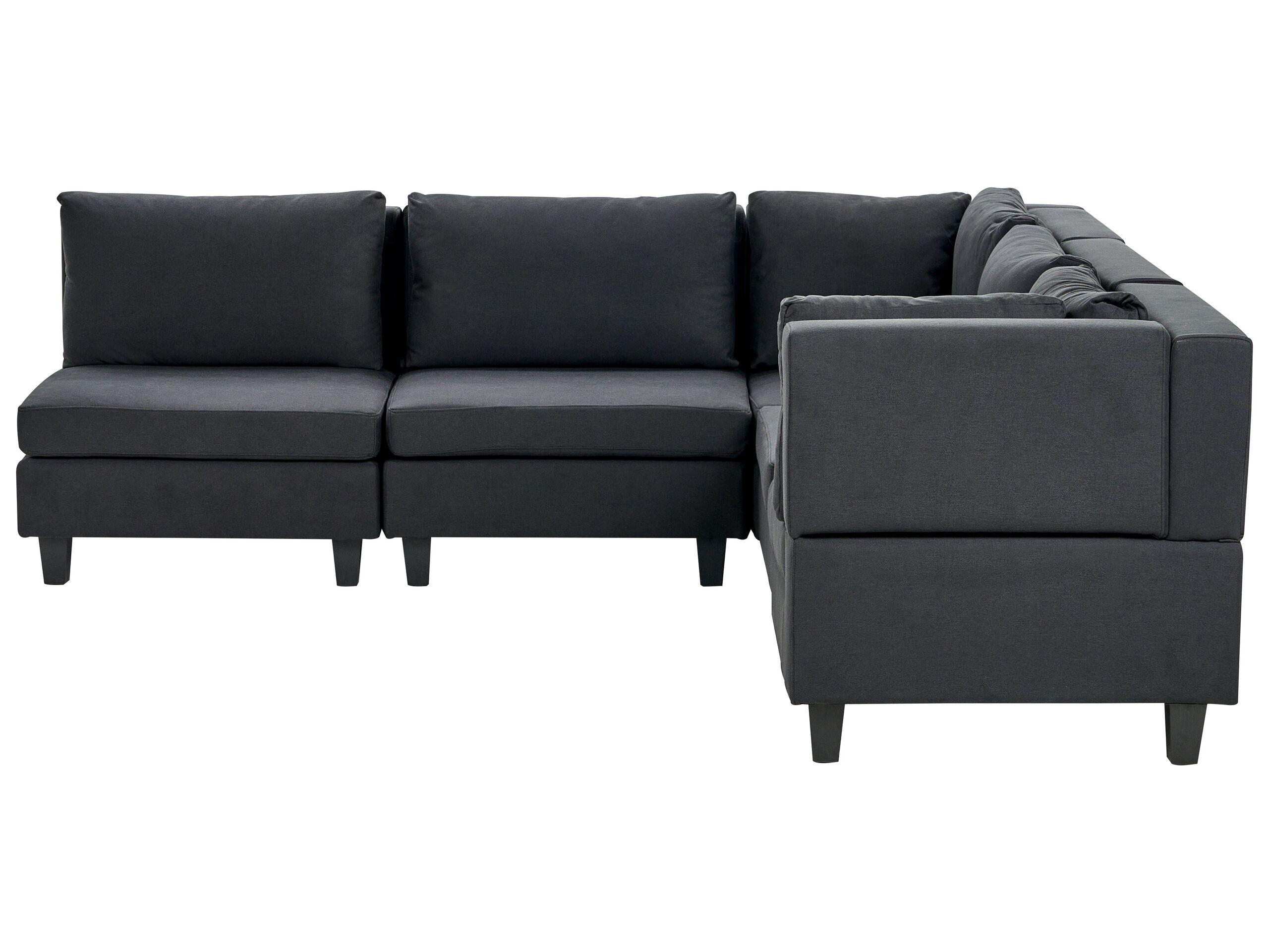 Narożna sofa modułowa tapicerowana 5-osobowa czarna