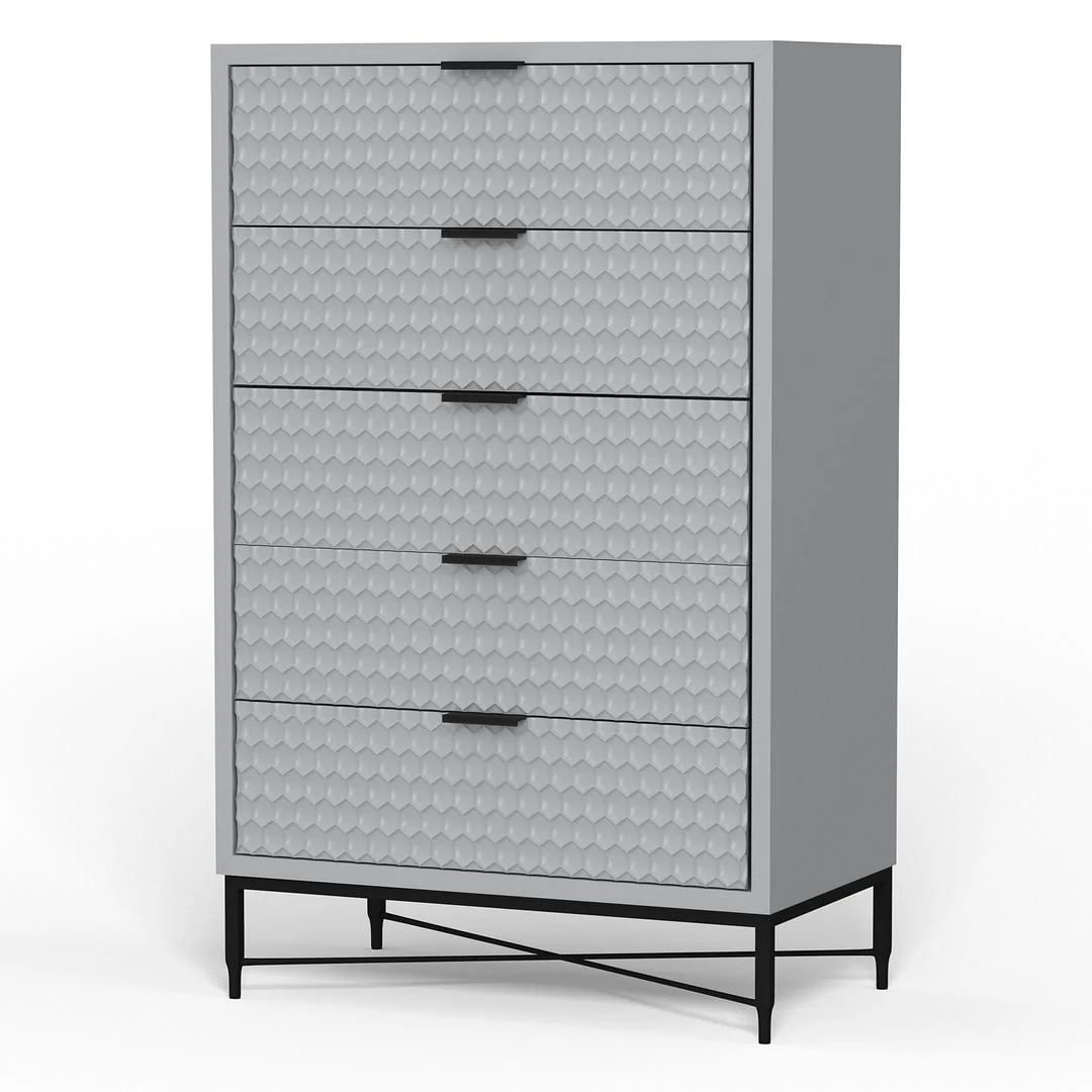 Origins by Alpine Milo 5 Drawer Chest in Light Slate Grey