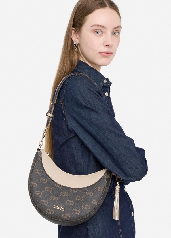 Borsa hobo media con logo