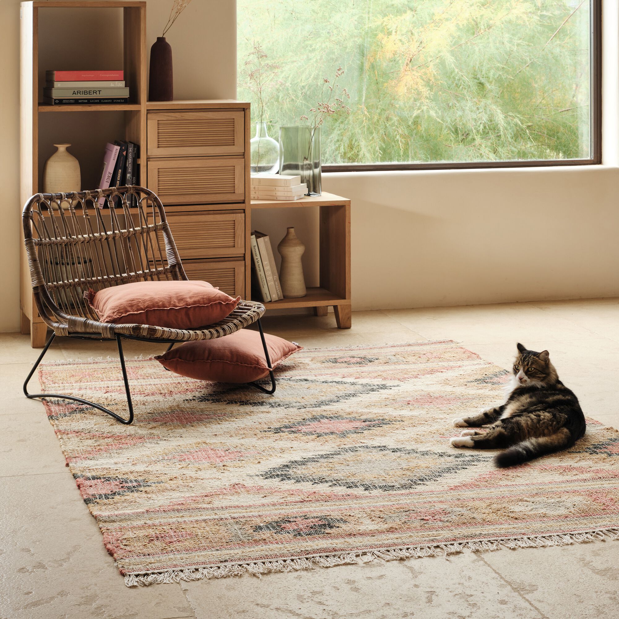 KAIS - Tapis tissé en jute et coton - beige 160x230cm