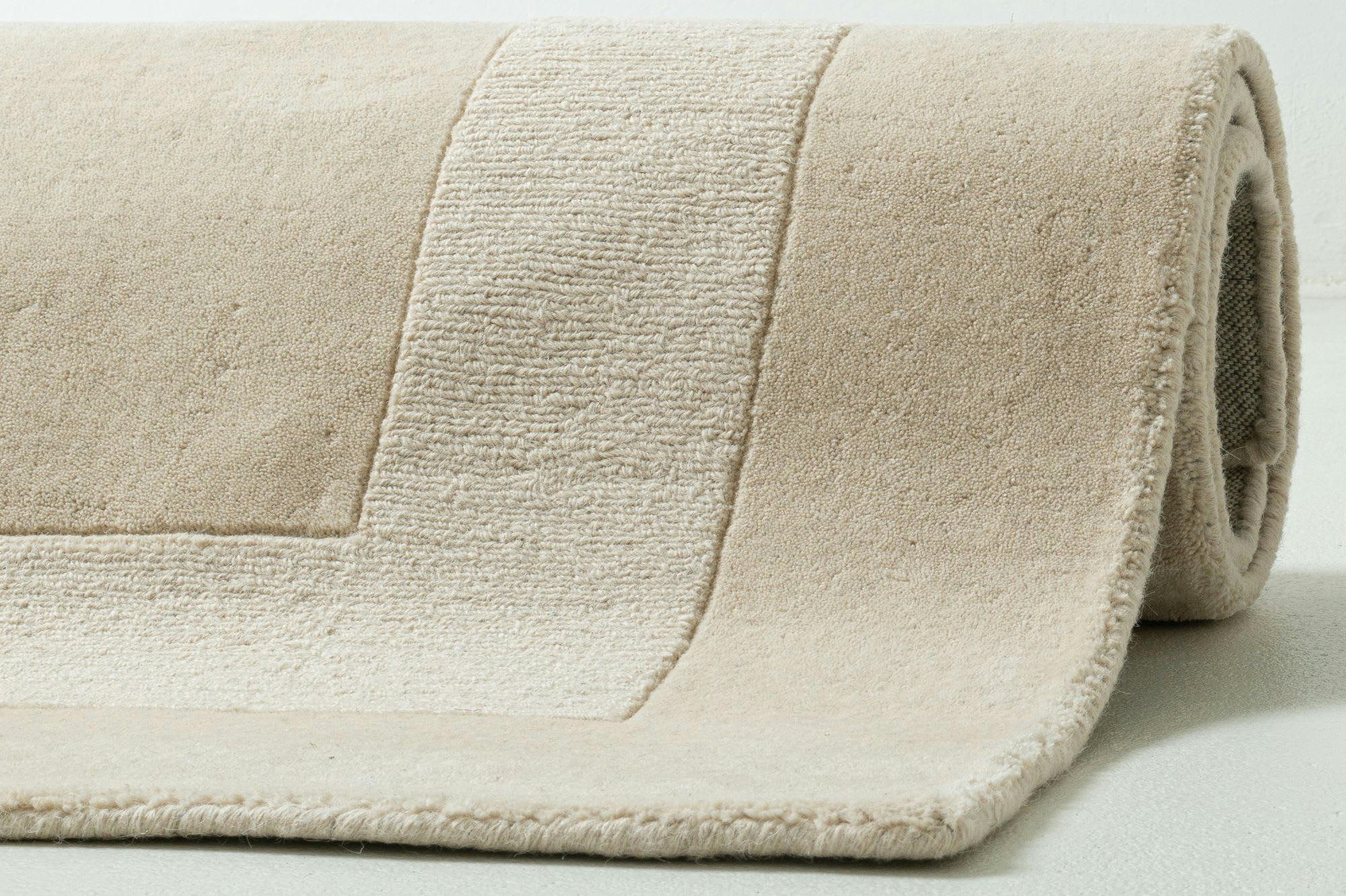 USEDOM - Tapis tufté main en laine naturelle Beige 120x180 cm