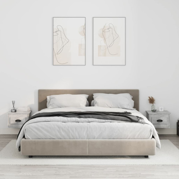 2x Szafka Nocna Stolik Szara z Szufladą Wisząca Do Sypialni 41,5x36x28 cm