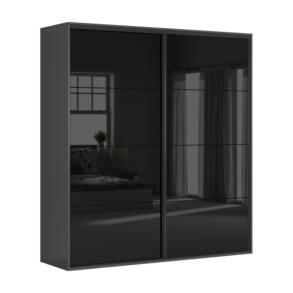 - Armoire 2 portes L220 x H240 cm stratifiés noir
