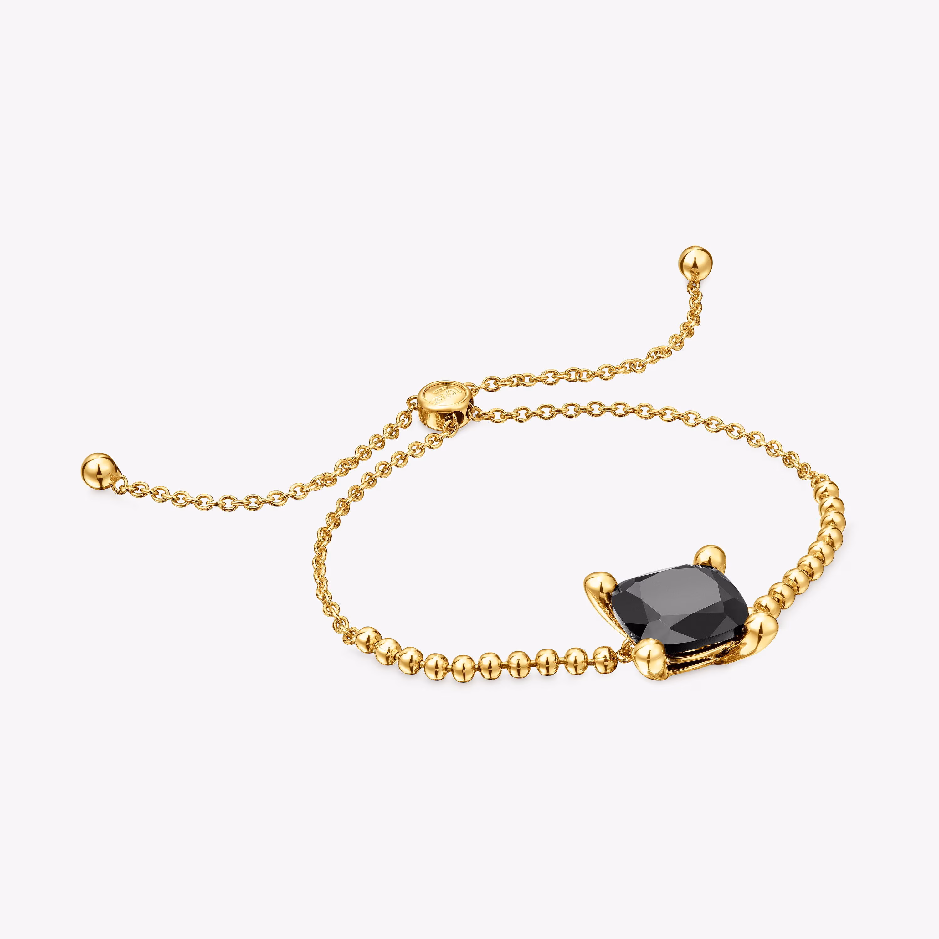 Pulsera cadena con detalles en baño de oro 18 kt sobre plata y ónix Color Black
