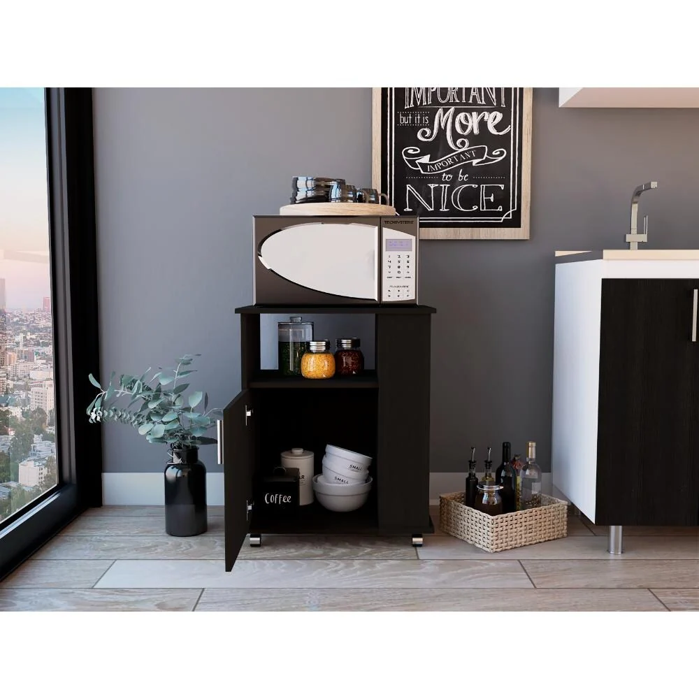 Kit Lower Microwave Cabinet, Single Door, Three Side Shelves - N/A