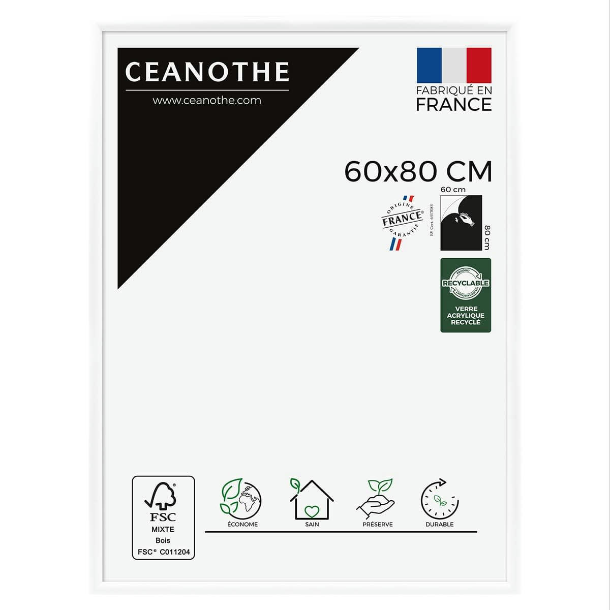 ESSENTIEL - Cadre photo exposition blanc 60x80 cm résine recyclée