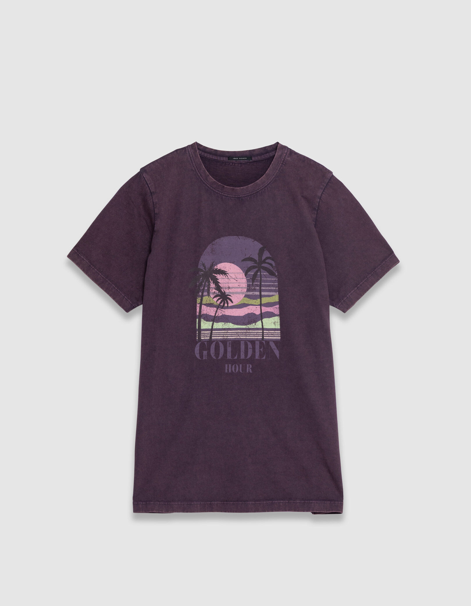 Tee-shirt col V magnum coton bio visuel palmiers Femme