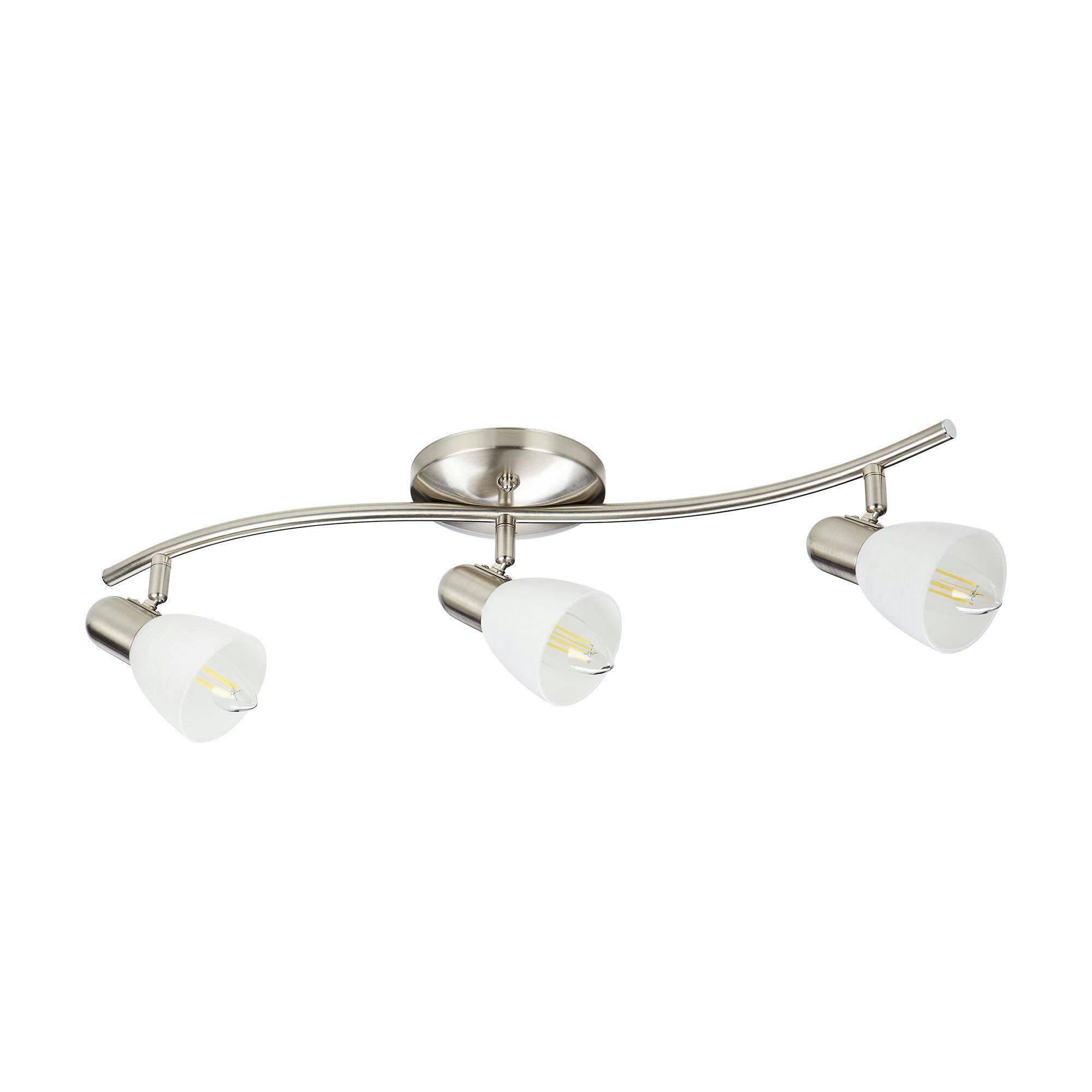 NOMA Madrid 3-Light White Wiped Glass Shades Track Light Fixture, Matte Nickel