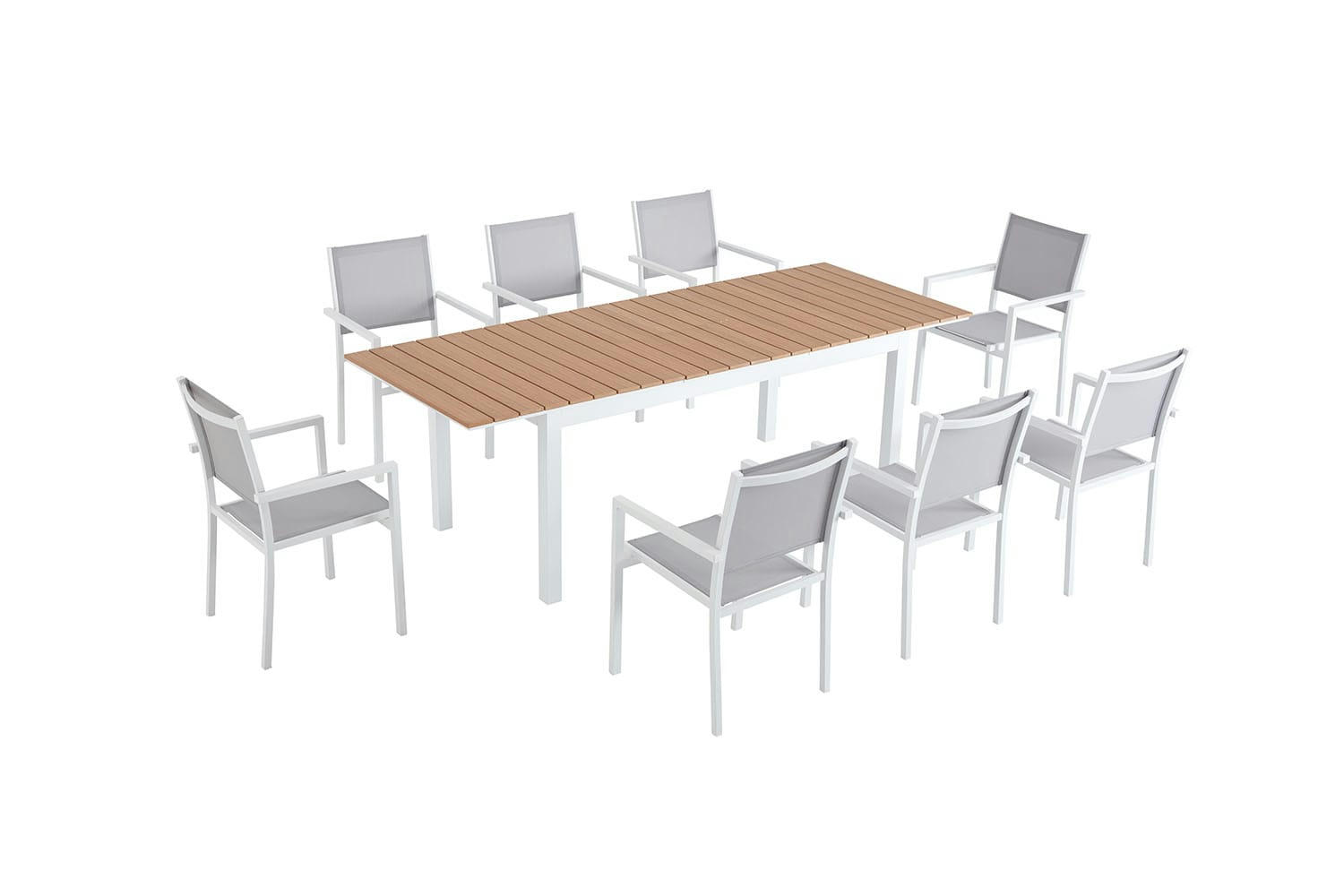 MADEIRA - Salon de jardin repas 8 places en aluminium