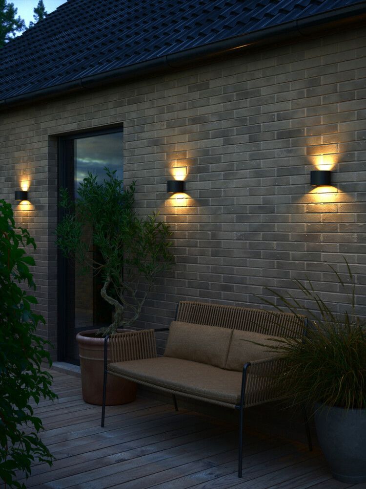 VEGGLAMPE NORDLUX MILDA SVART ALU IP44