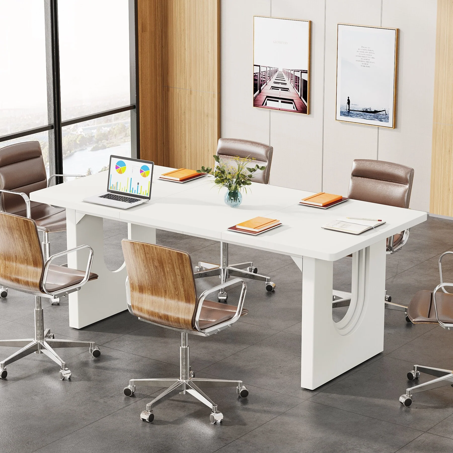 Modern Office Executive Desk, 70.9 Large Computer Desk Conference Table for Meeting