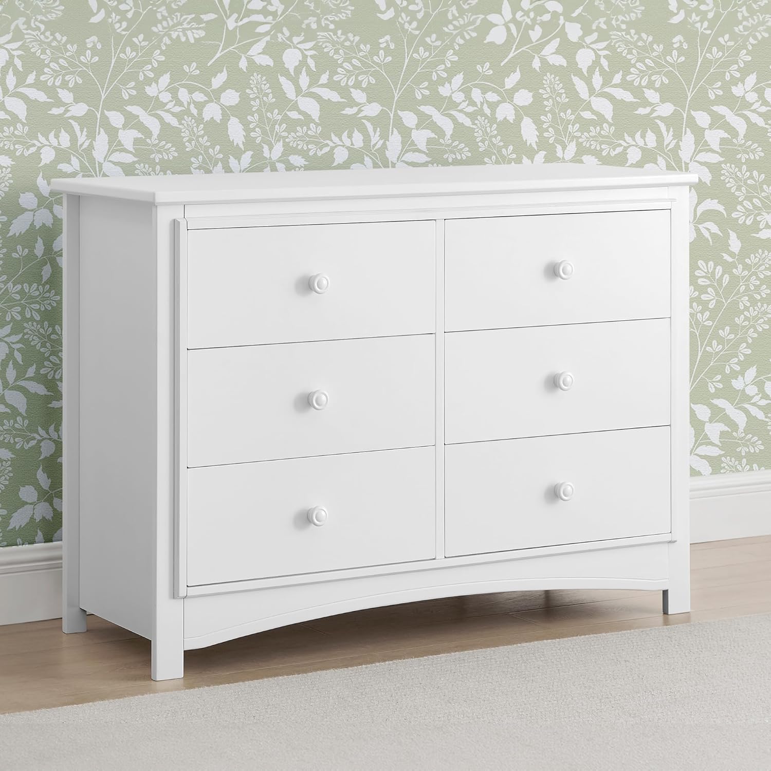 Delta Children Perry 6 Drawer Dresser - Greenguard Gold Certified, Bianca White