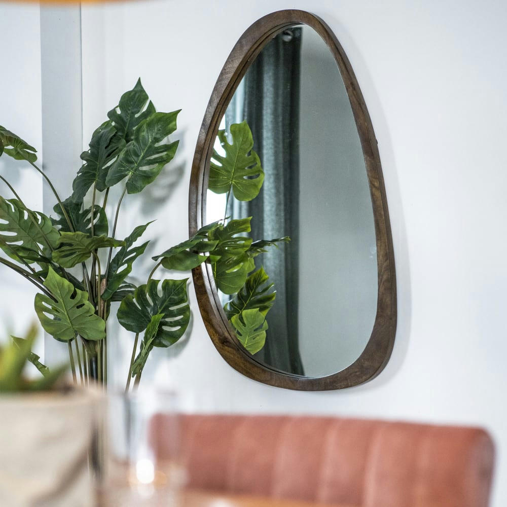 PLECTO - Miroir organique en bois foncé