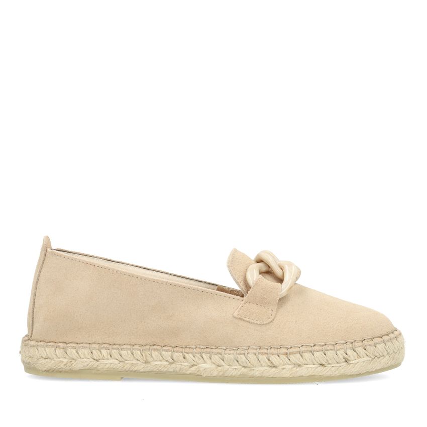Manfield Beige suède espadrilles met chain