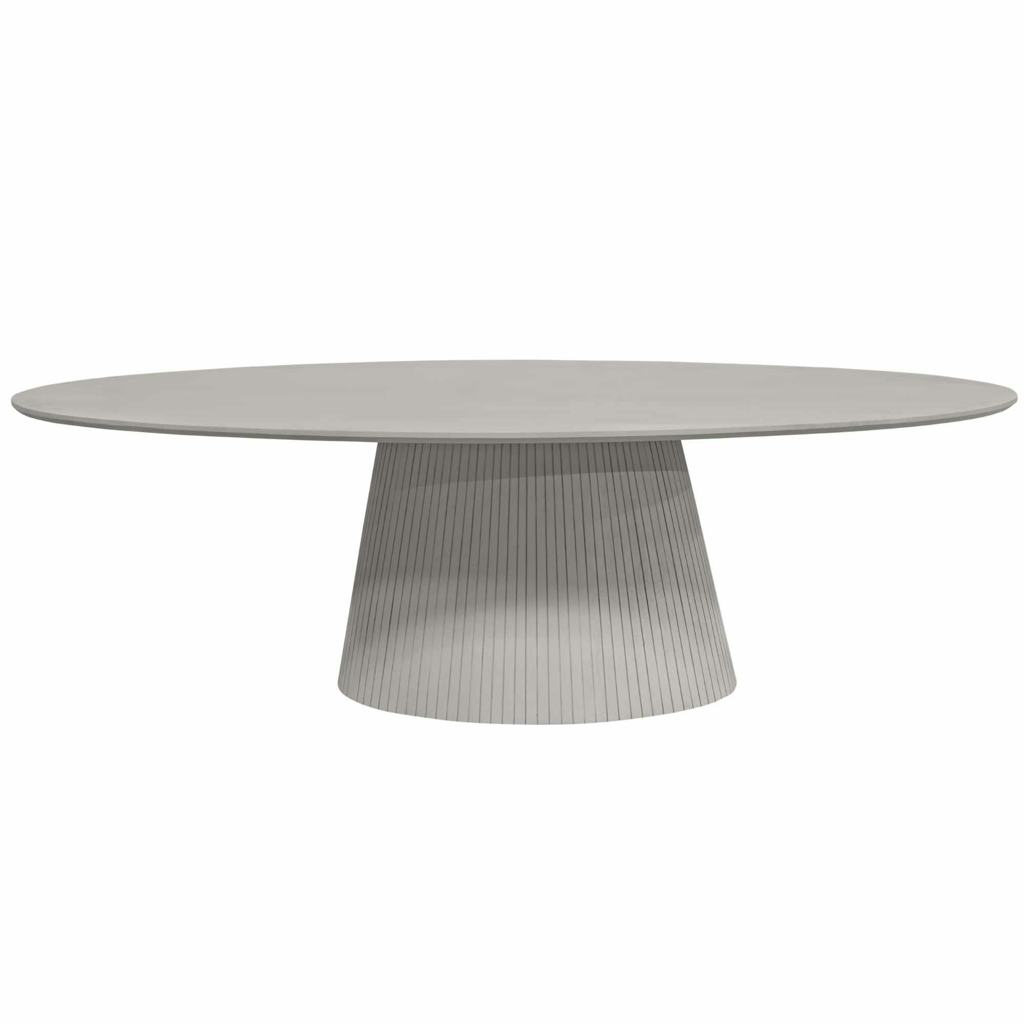 Table ovale bois gris à pied rainuré 240 cm CALERO