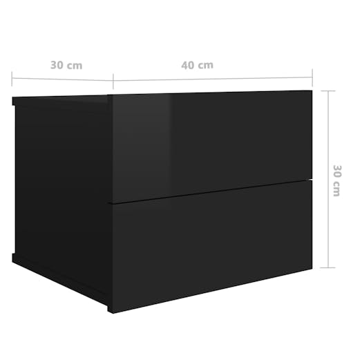 NNEVL Bedside Cabinets 2 pcs High Gloss Black 40x30x30 cm Chipboard