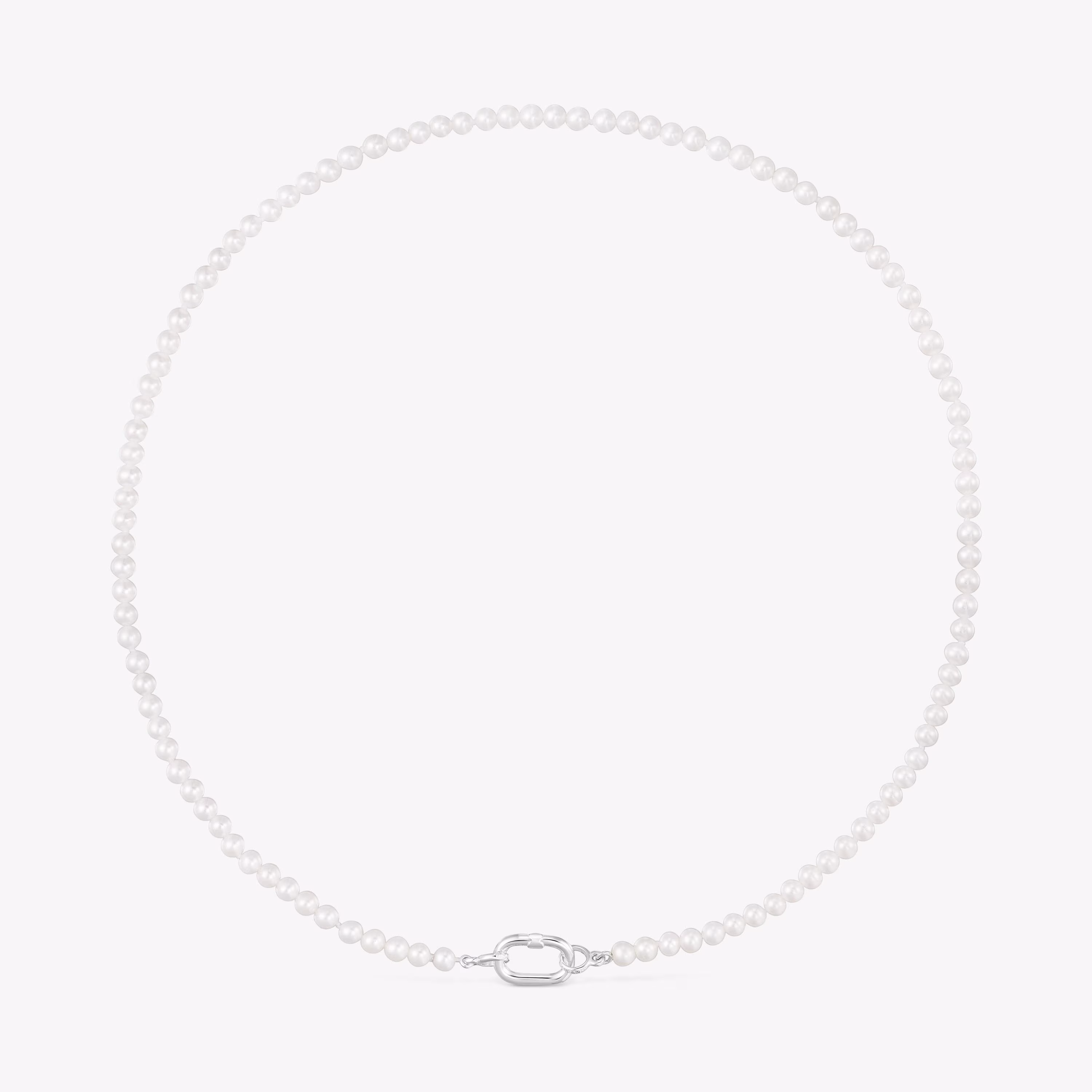Collar con perlas cultivadas y anilla de plata Hold Oval