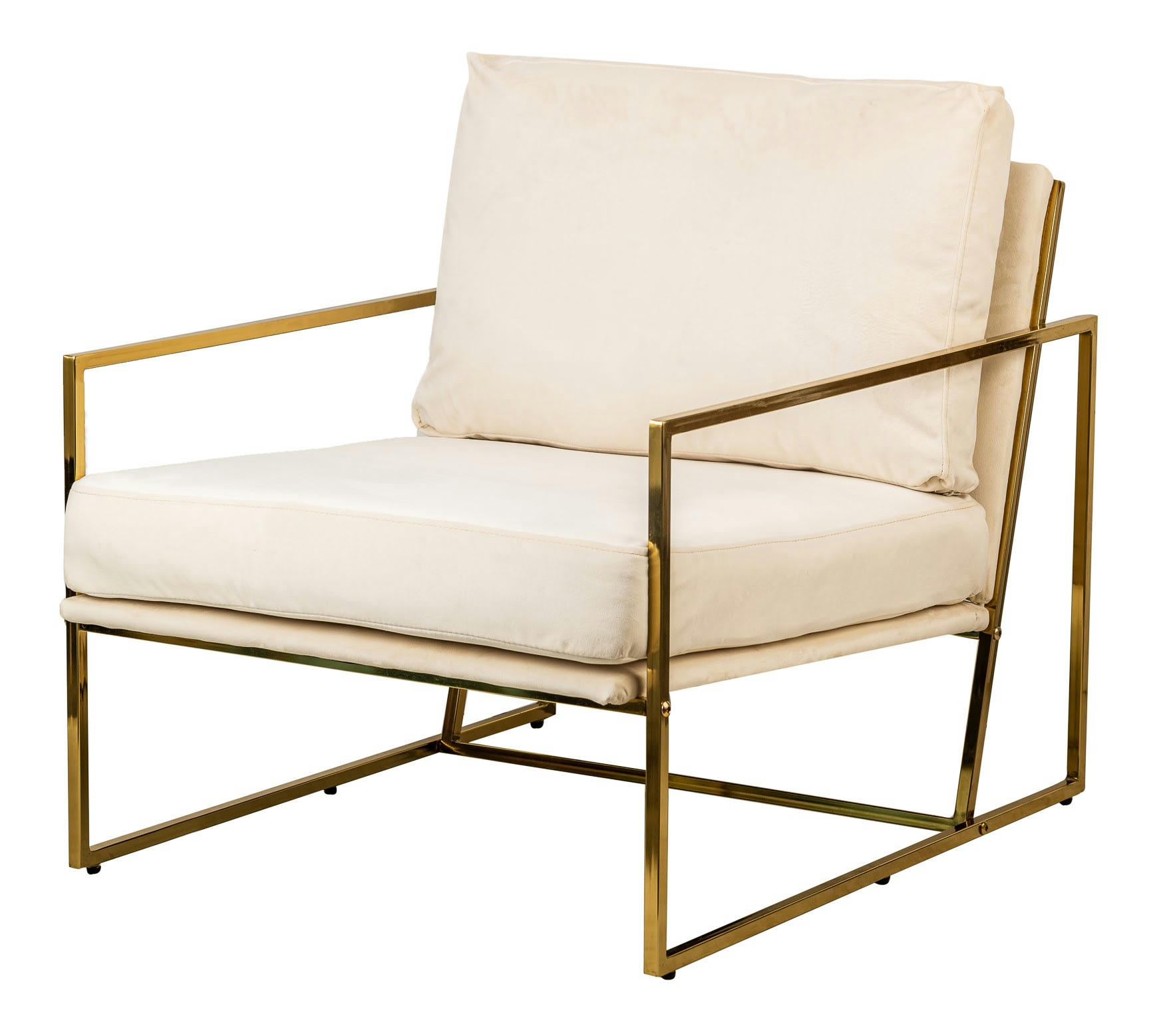 - Fauteuil retro en métal et velours beige