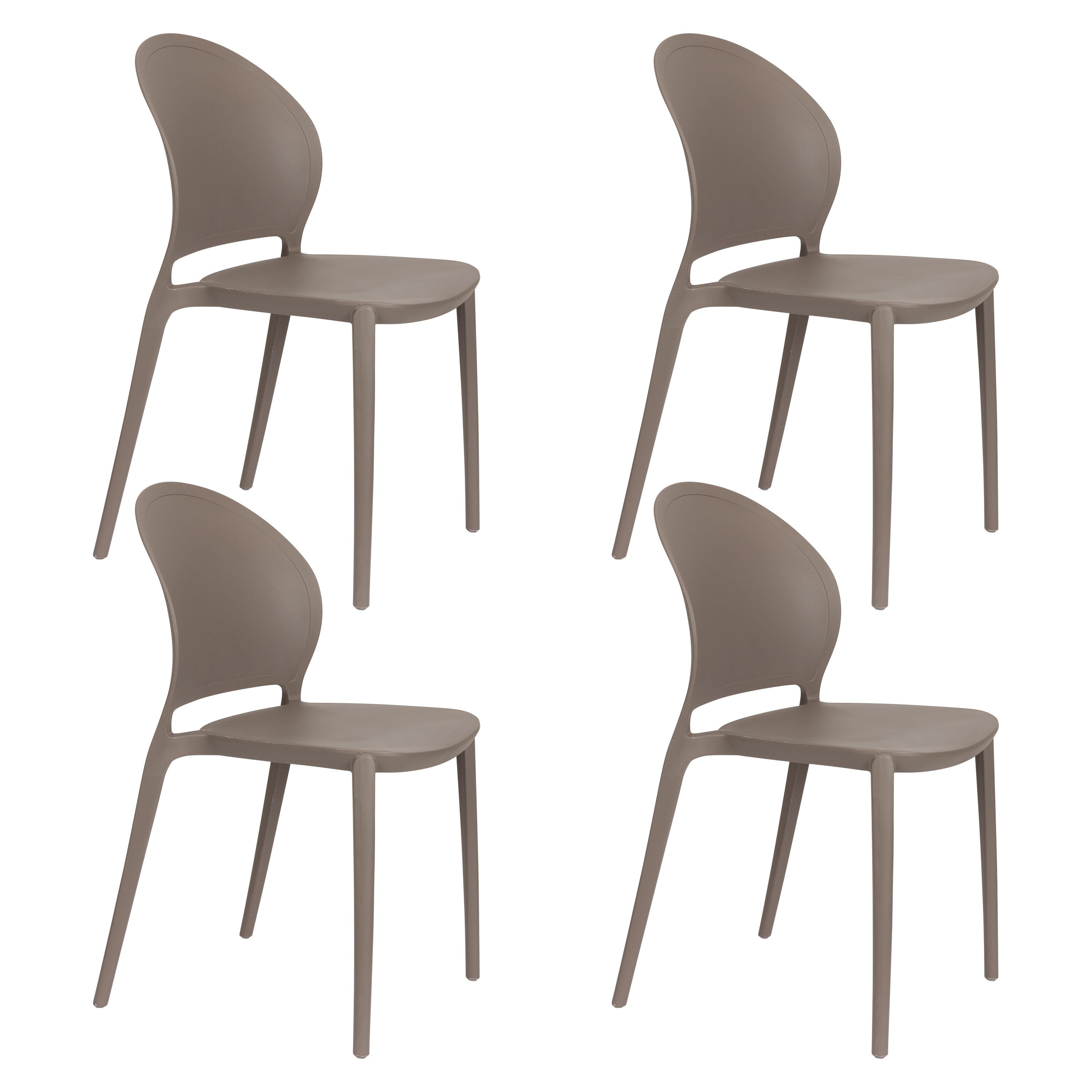 Housecraft Living Sjoerd Tuinstoelen/ Eetkamerstoel Kunststof Grijs - Set van 4