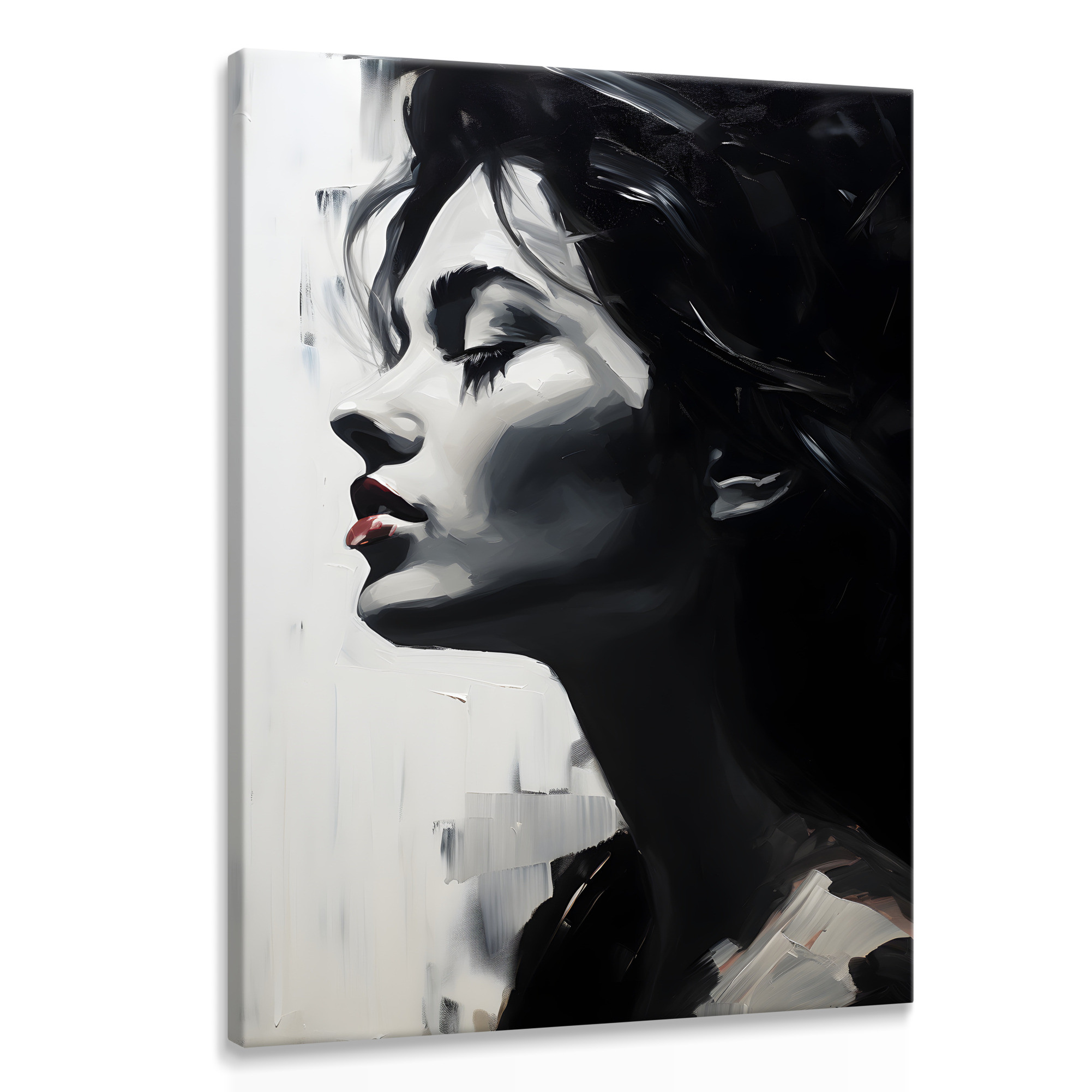 Obraz Canvas Czarno-Biały Profil Młodej Kobiety 20x30cm