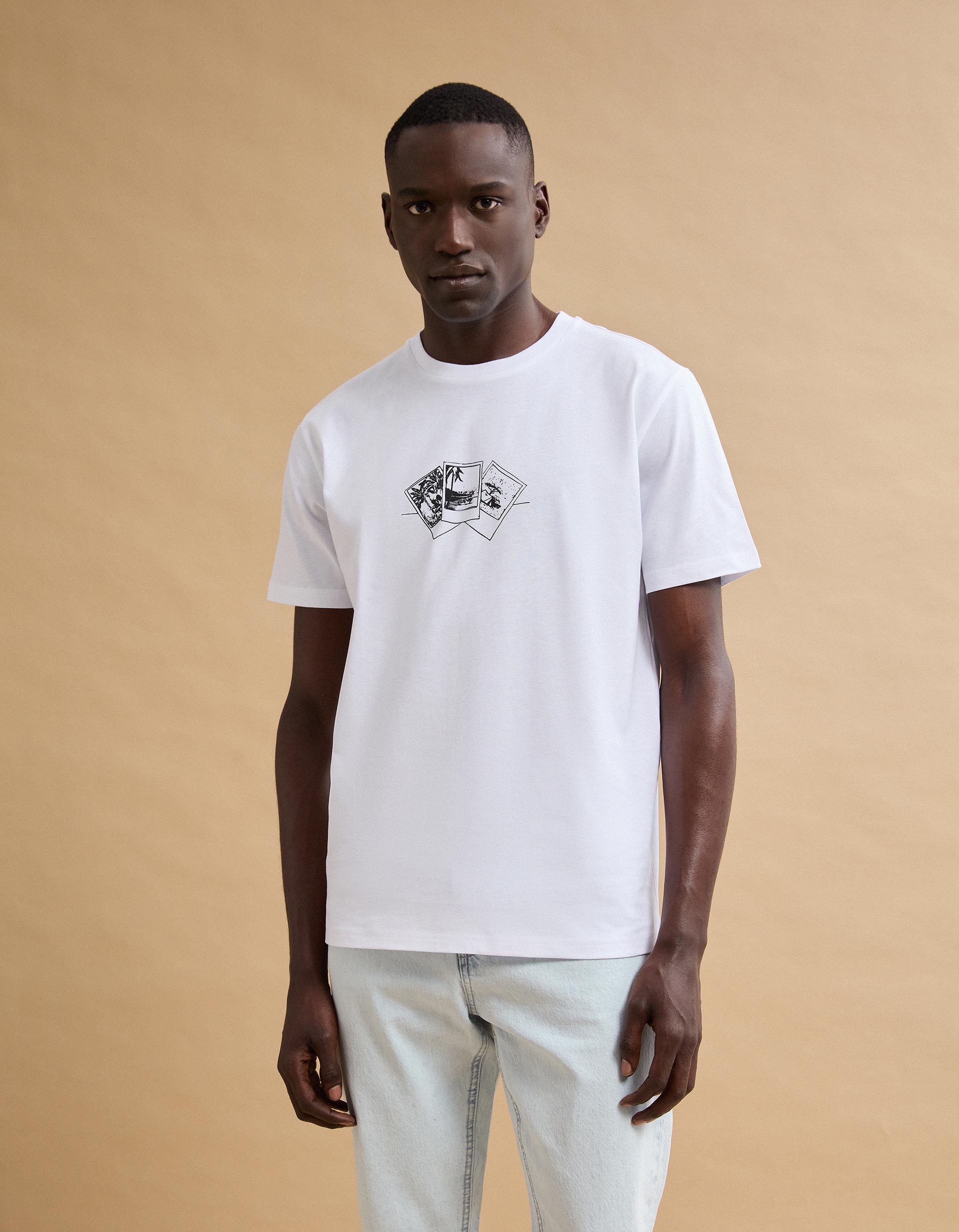 T-shirt Jersey Estampada, Homem, Branco