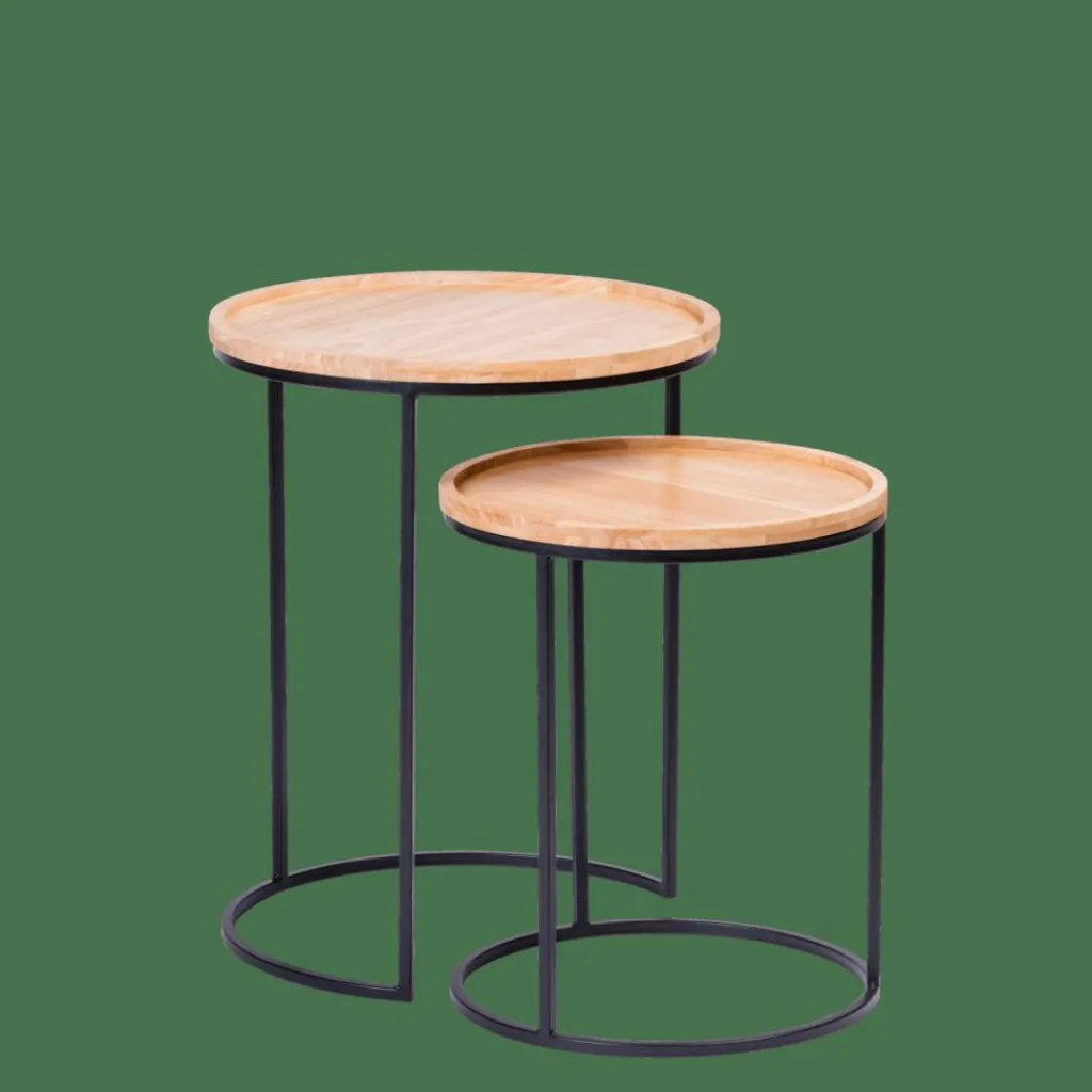 Tables D&rsquo;Appoint^CASA GOM Tables D&rsquo;appoint Set De 2 Noir, Naturel