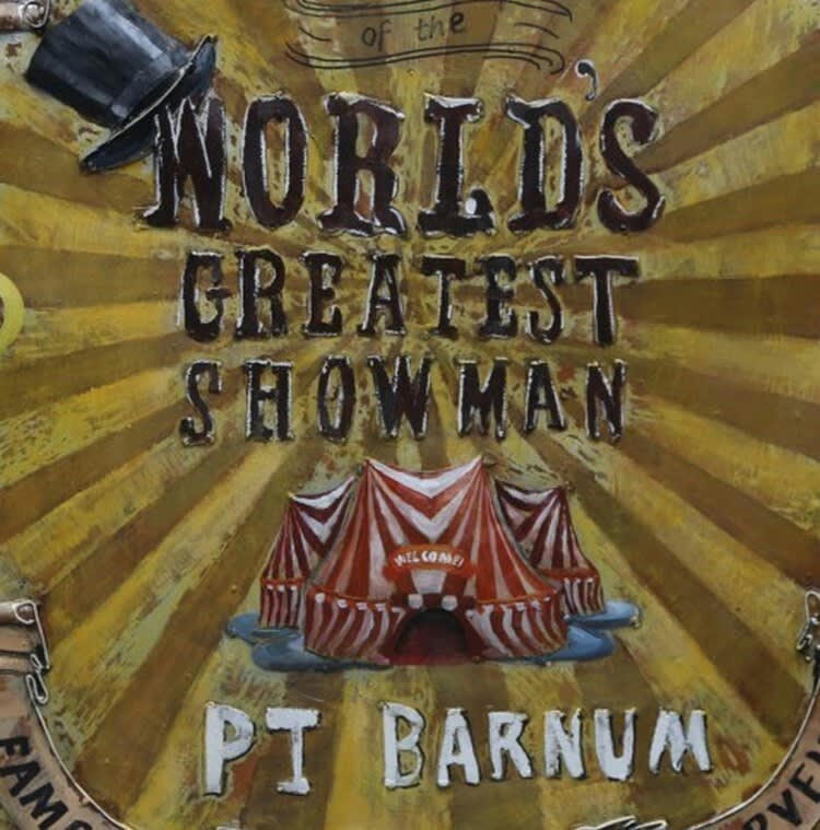 MÉTAL BRASS - Tableau relief en métal affiche publicitaire cirque 80x60