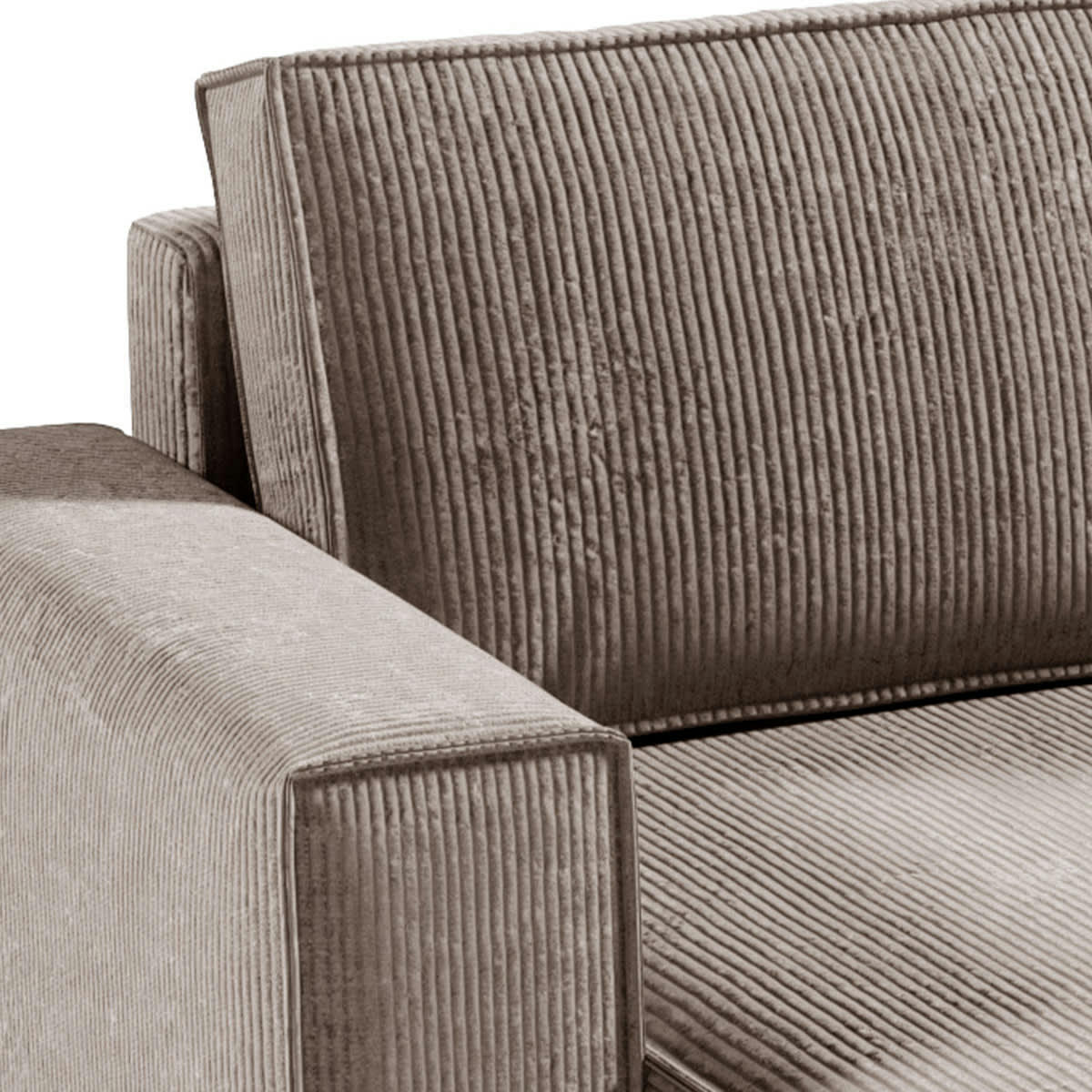 - Canapé en u 5 places velours côtelé taupe