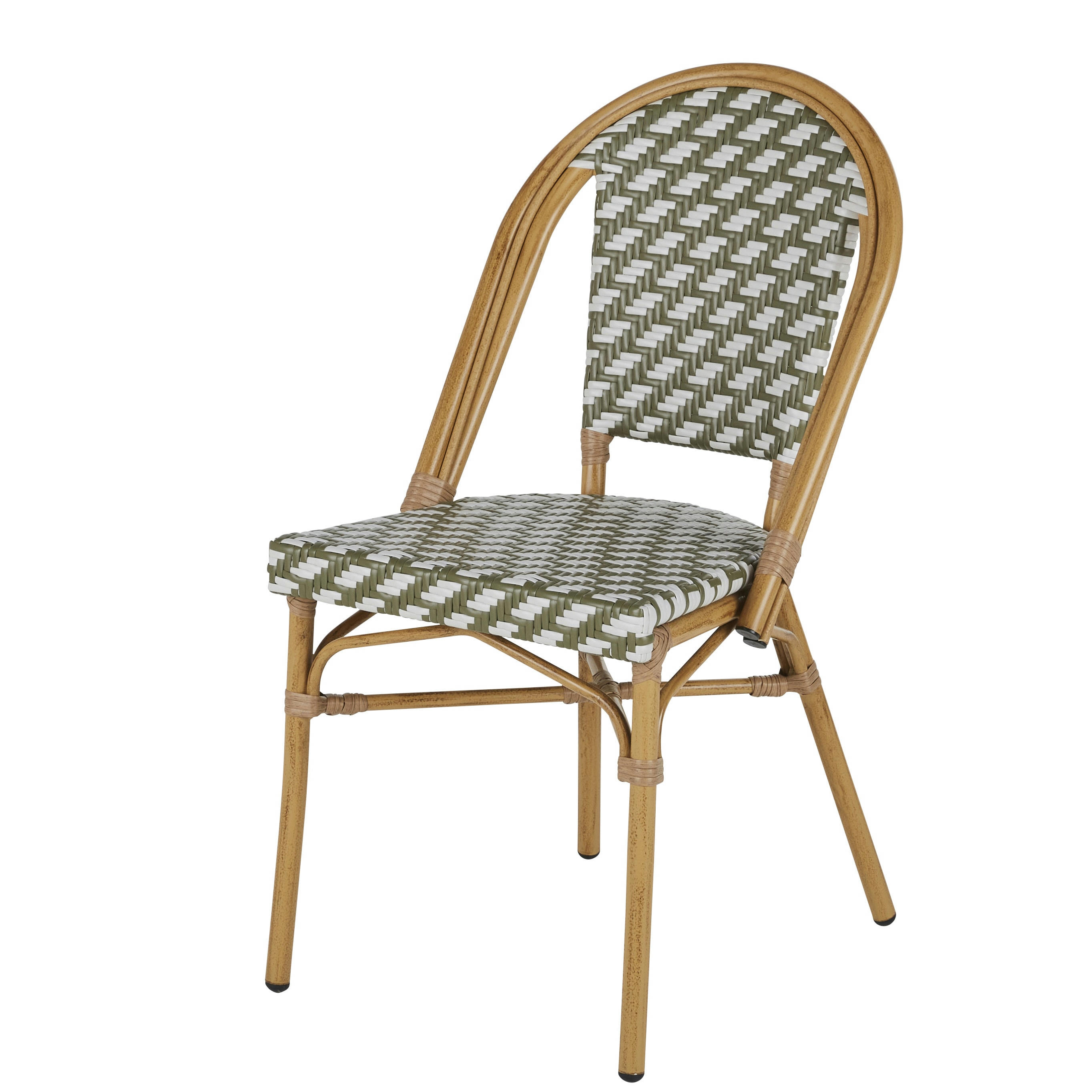 Kafe Business - Chaise de jardin professionnelle en résine tressée blanche et verte