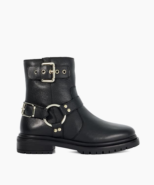 Panos Black - Cleated Sole Biker Boots