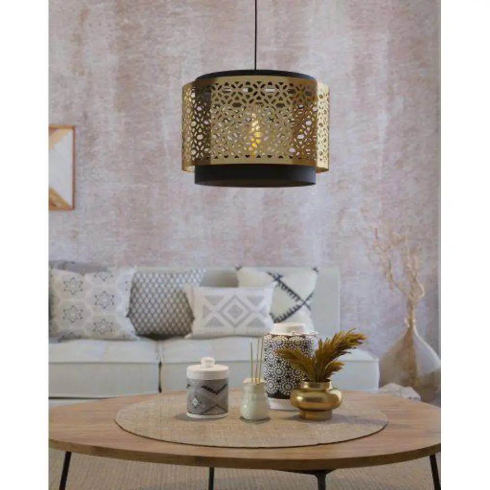 EGLO Sandbach Hanglamp - E27 - &Oslash; 42 cm - Zwart/Goud - Staal