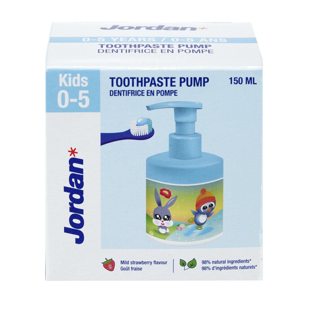Dentifrice enfant 0/5ans flacon pompe Jordan go&ucirc;t fraise 150ml