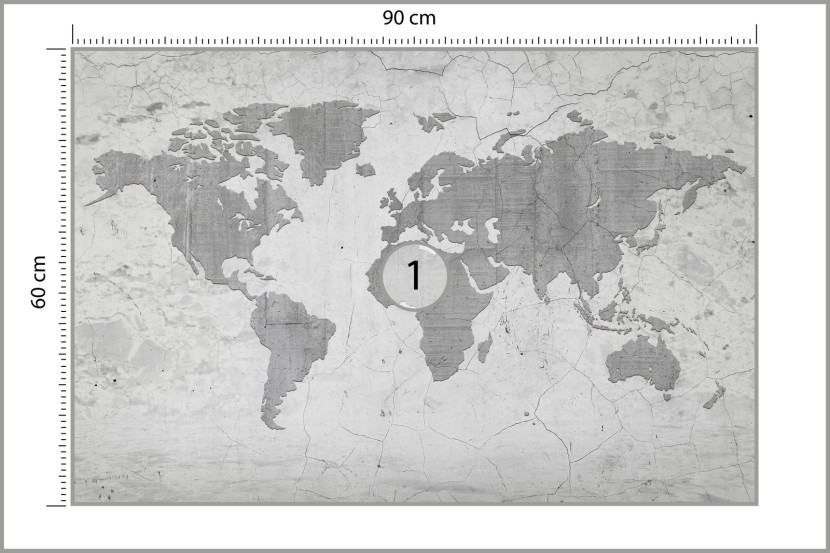 Fototapeta Do Salonu Betonowa Mapa Świata 90x60cm