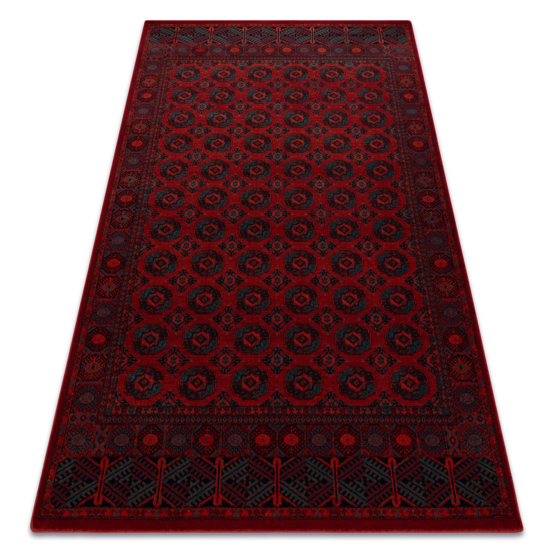 Dywan wełniany OMEGA BUCHARA ramka, koła czerwony 170x235 cm