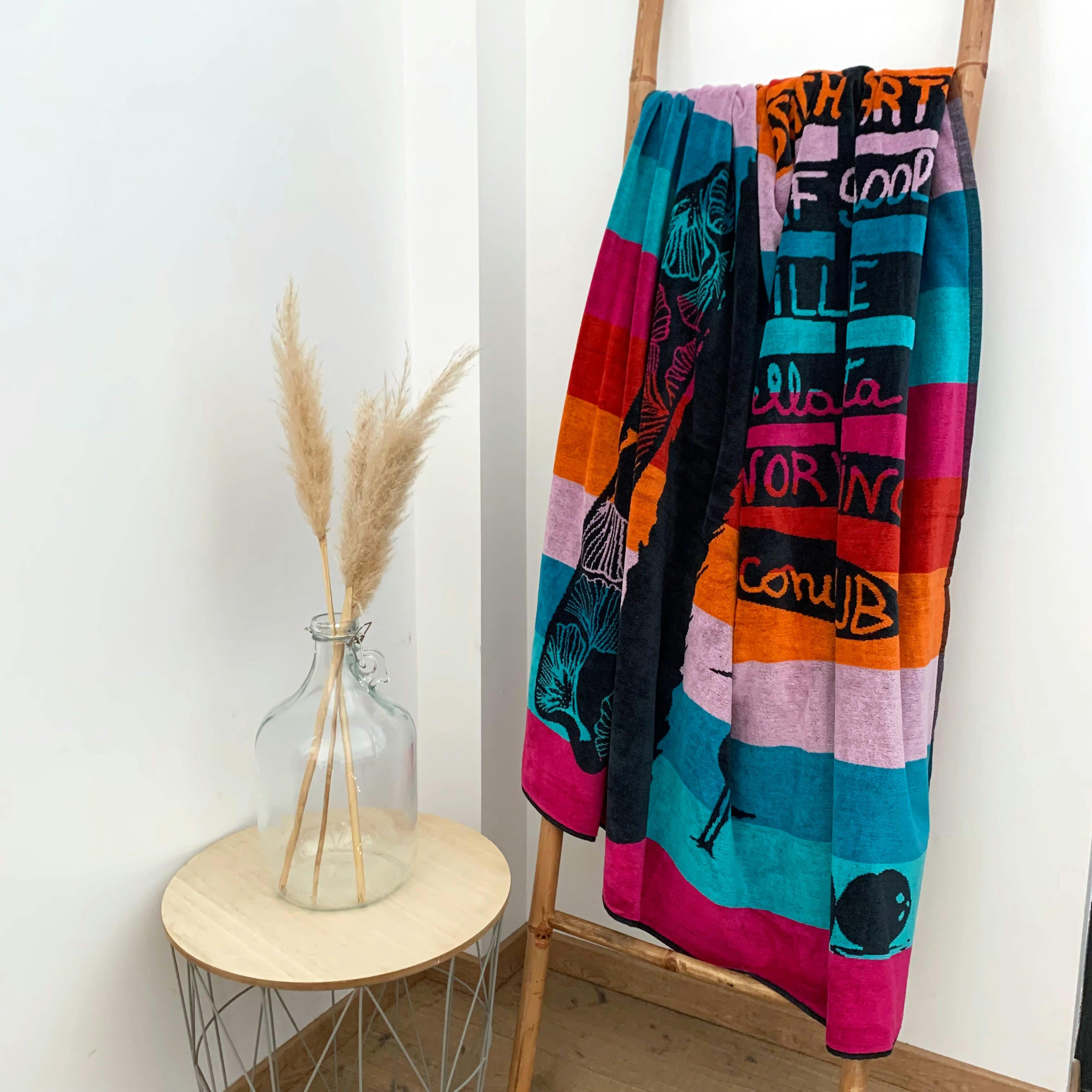 PLAGE - Serviette de plage éponge velours Jacquard Lumbika  140x180 400g/m²