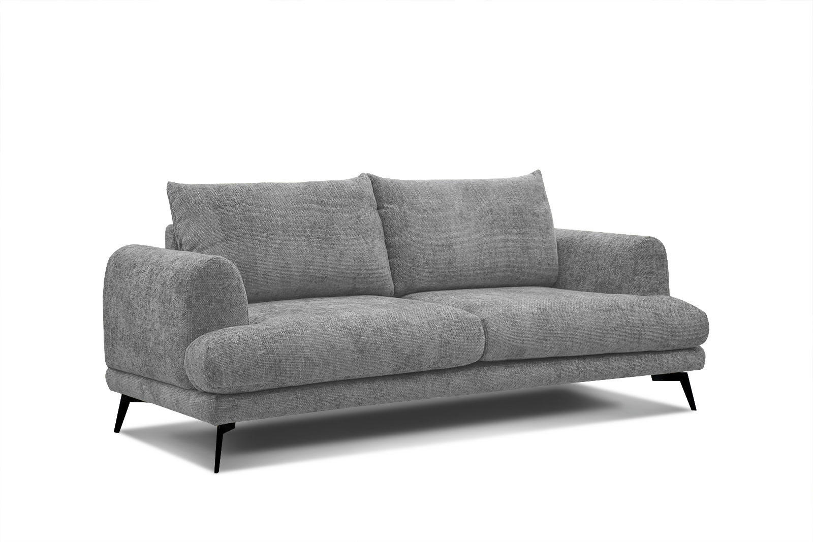 ADRIA - Canapé droit 3 places tissu gris