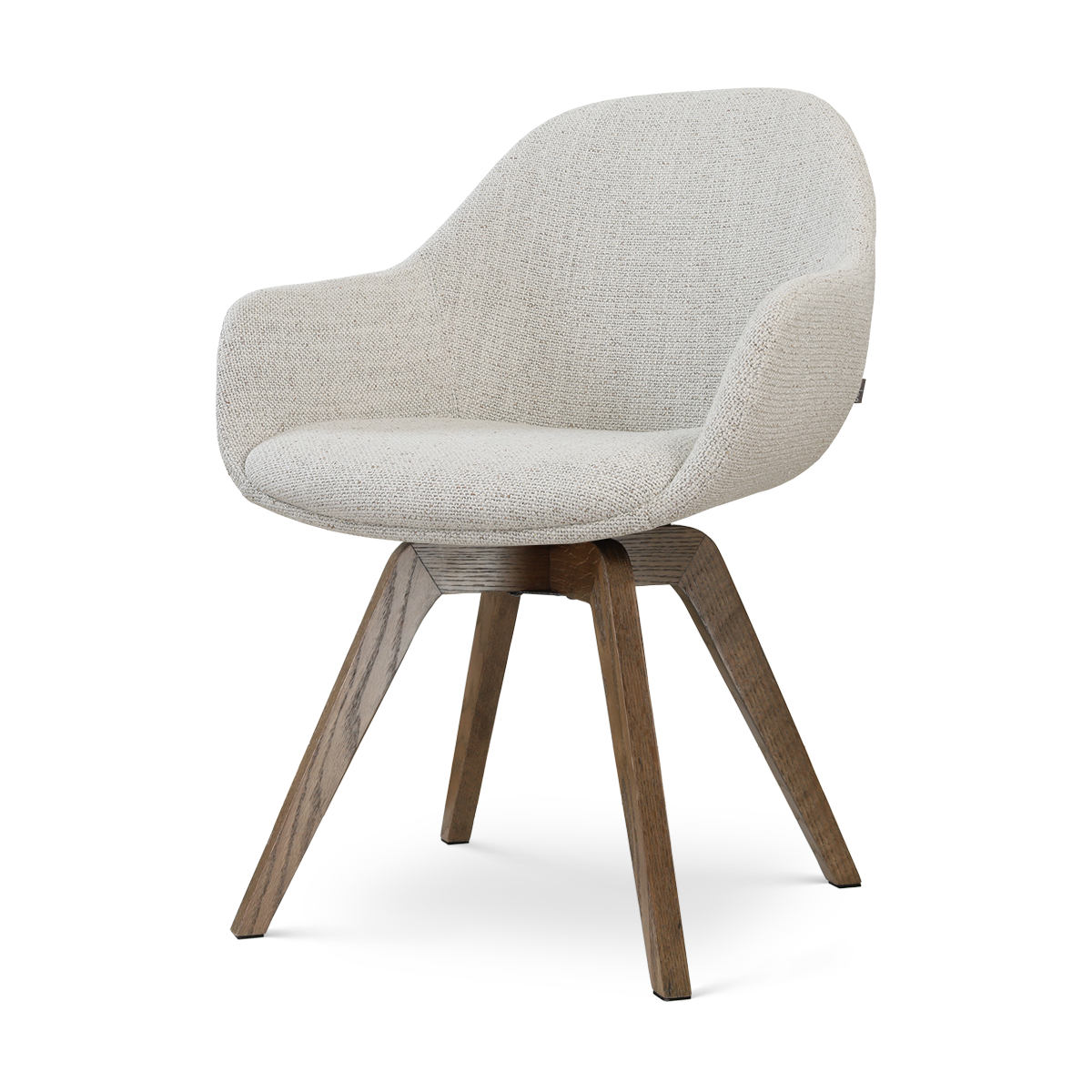 Nolon Noor-Mae draaibare eetkamerstoel beige gemêleerd - walnoot houten onderstel